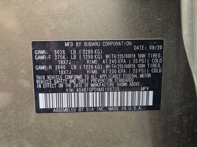 2021 Subaru Outback Touring XT