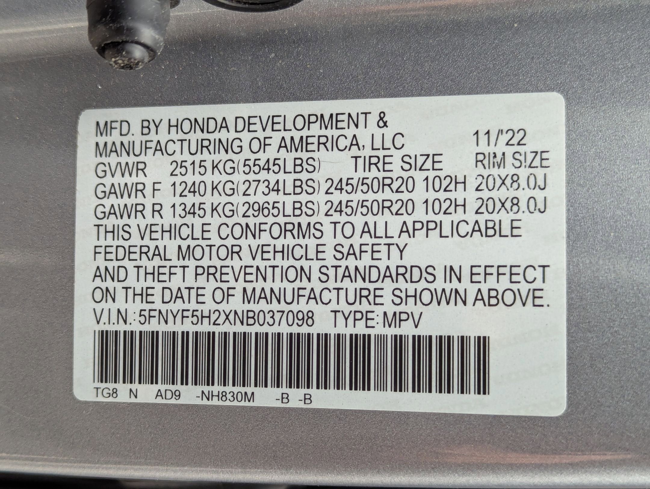 2022 Honda Pilot 2WD SE