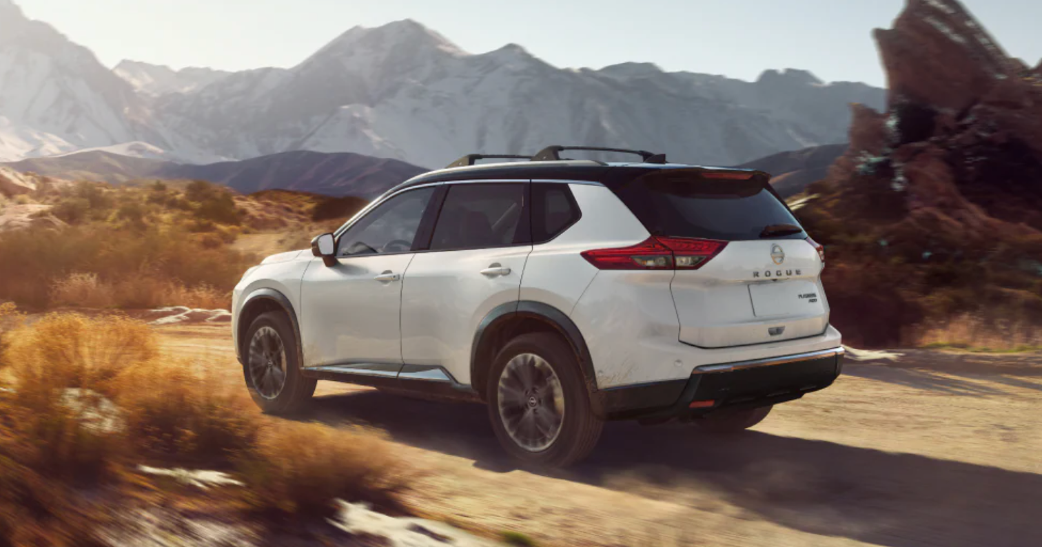 2025 Nissan Rogue driving through terrain 