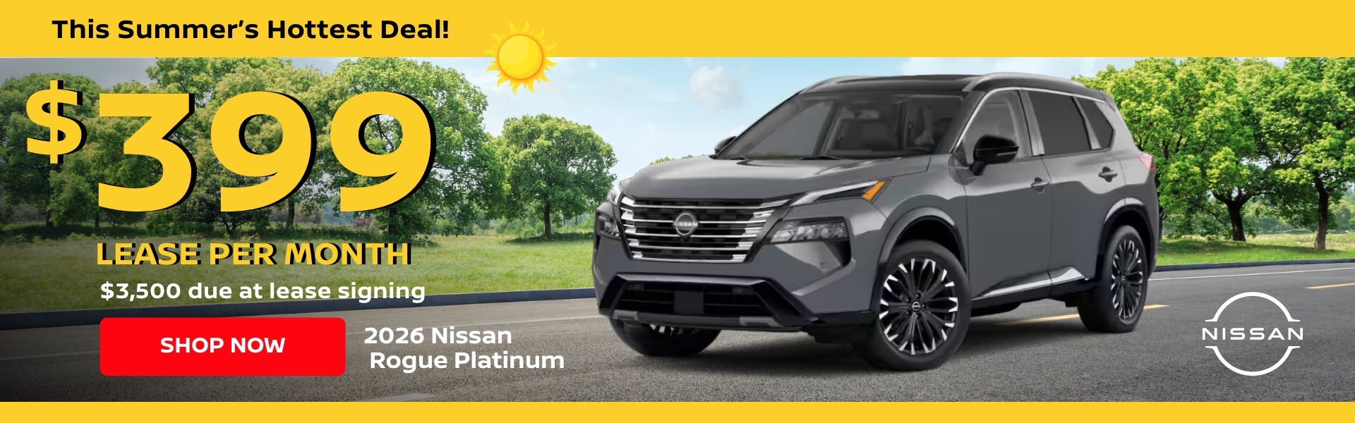 Nissan Rogue platinum lease banner