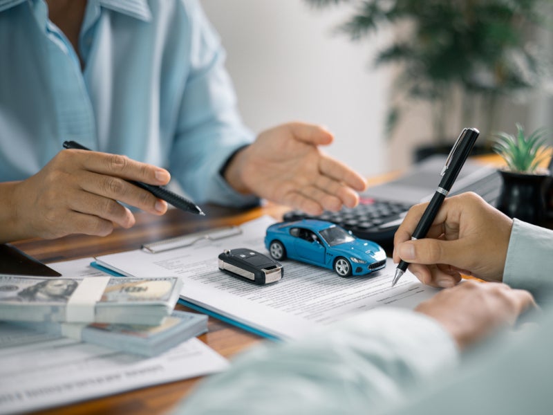 Customer filling out finance application